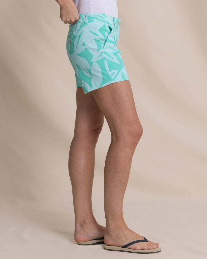 The side view of the Southern Tide 5" Caroline Printed Short by Southern Tide - Florida Keys