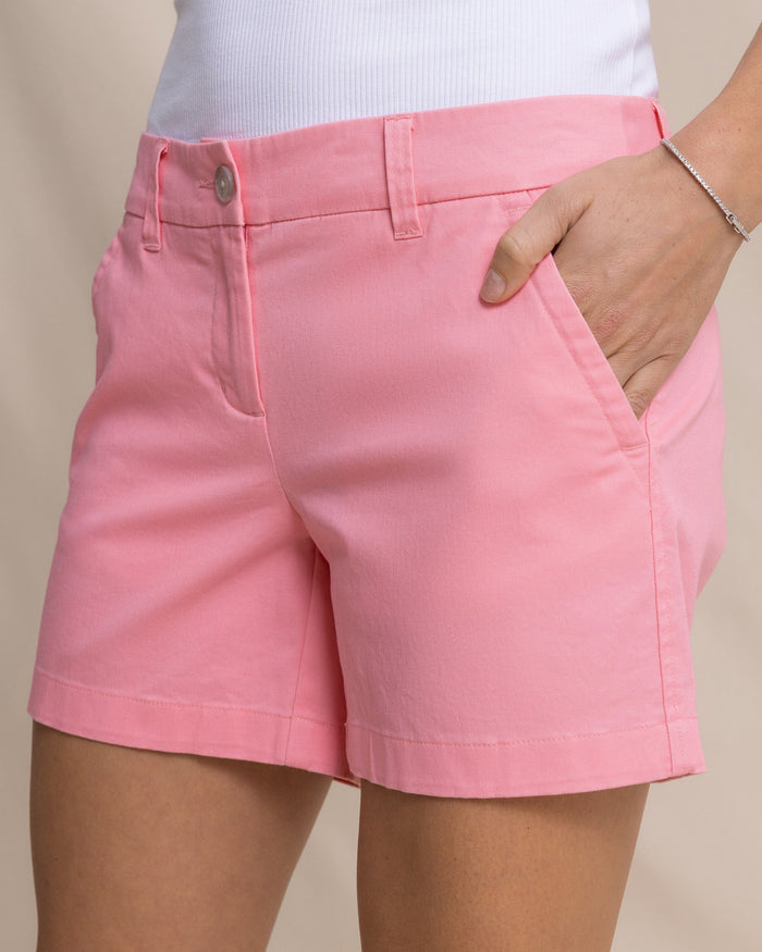 The detail view of the Southern Tide Women's 5" Caroline Short by Southern Tide - Sea Pink