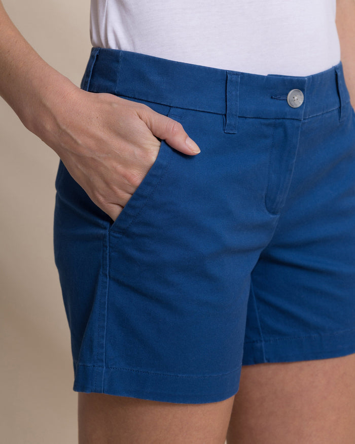 The detail view of the Southern Tide Women's 5" Caroline Short by Southern Tide - Nautical Blue