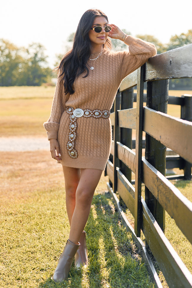 A Day Well Spent Taupe Sweater Dress