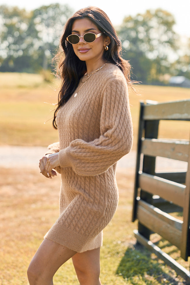A Day Well Spent Taupe Sweater Dress