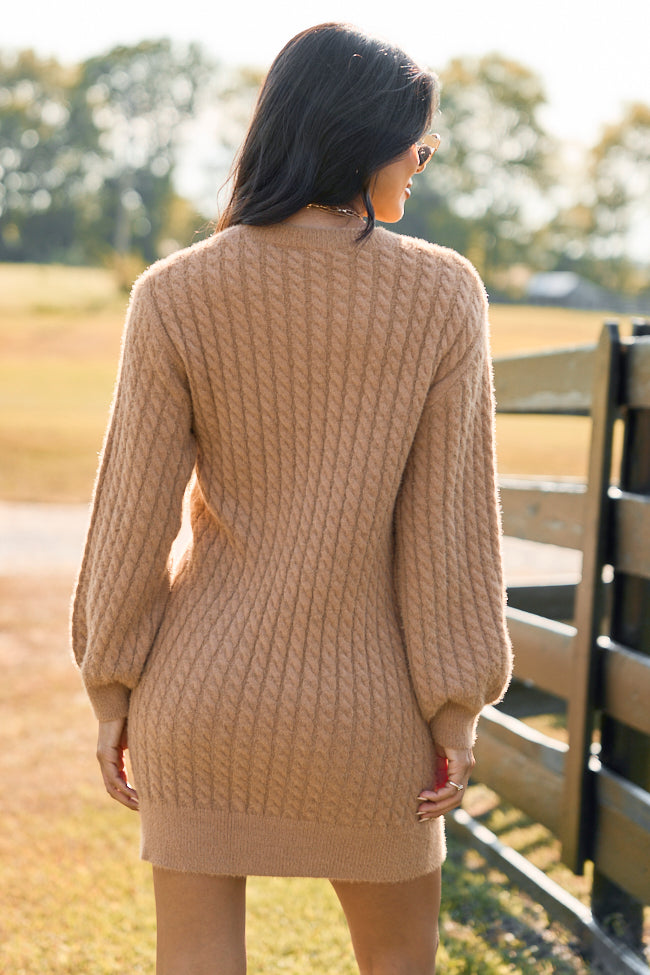 A Day Well Spent Taupe Sweater Dress