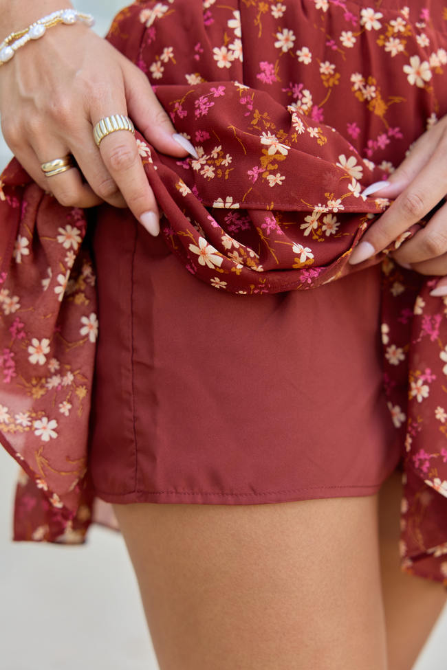 A Little Romance Wine Floral Tiered Skirt