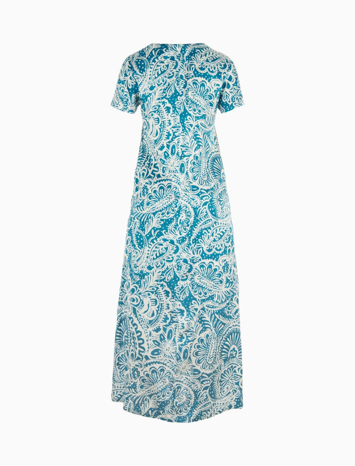 Abito lungo donna viscosa libellula fantasia fiore paisley - Gallo 1927 - Official Online Shop