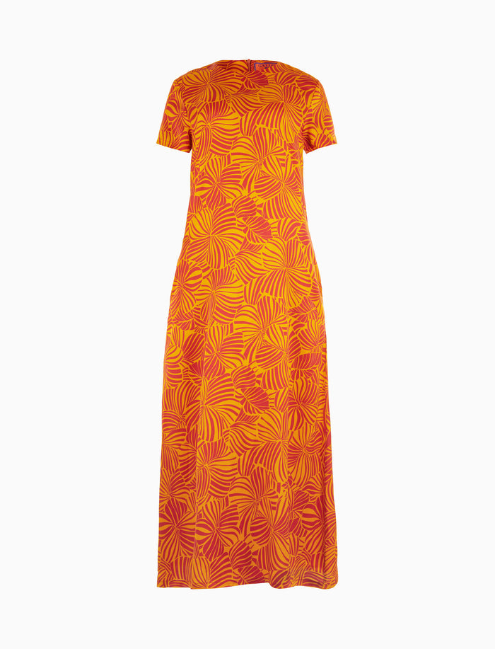 Abito lungo donna viscosa narciso fantasia fiore macro - Gallo 1927 - Official Online Shop