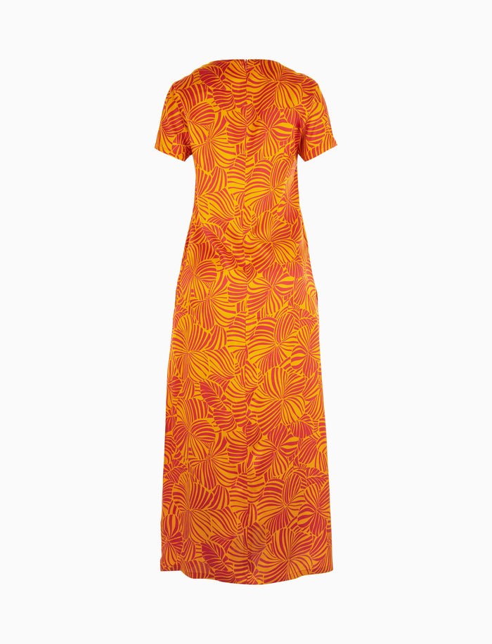 Abito lungo donna viscosa narciso fantasia fiore macro - Gallo 1927 - Official Online Shop
