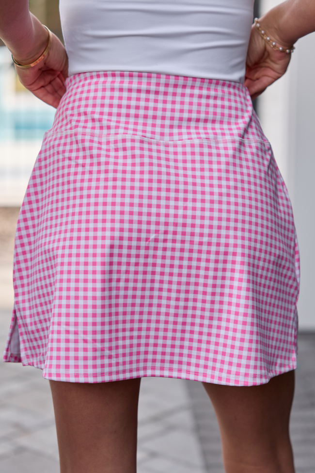 Active State Rose Gingham Pink Active Skirt FINAL SALE