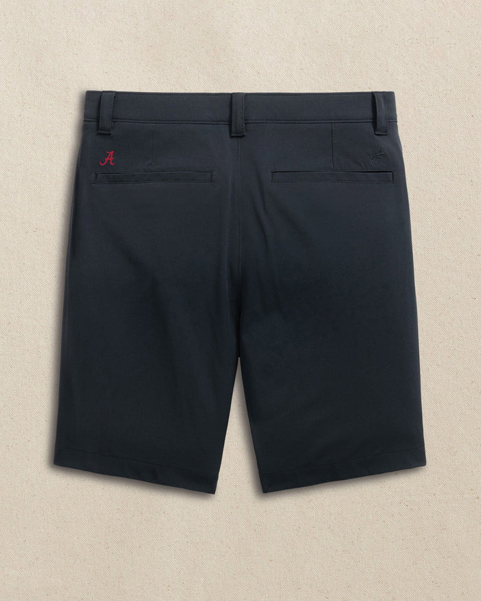 The back view of the Southern Tide Alabama Crimson Tide brrr°®-die 8" Performance Short by Southern Tide - Caviar Black