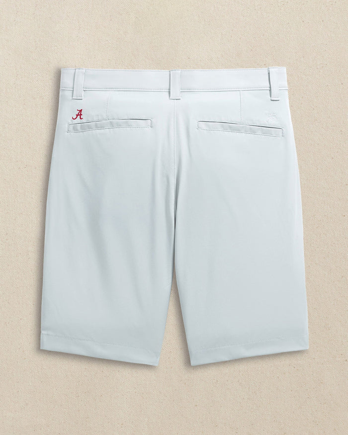 The back view of the Southern Tide Alabama Crimson Tide brrr°®-die 8" Performance Short by Southern Tide - Seagull Grey