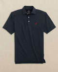 The front view of the Southern Tide Alabama Crimson Tide brrr°®-eeze Heather Performance Polo by Southern Tide - Heather Caviar Black