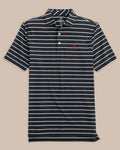 The front view of the Alabama Crimson Tide brrr°®eeze Desmond Stripe Polo by Southern Tide - Black
