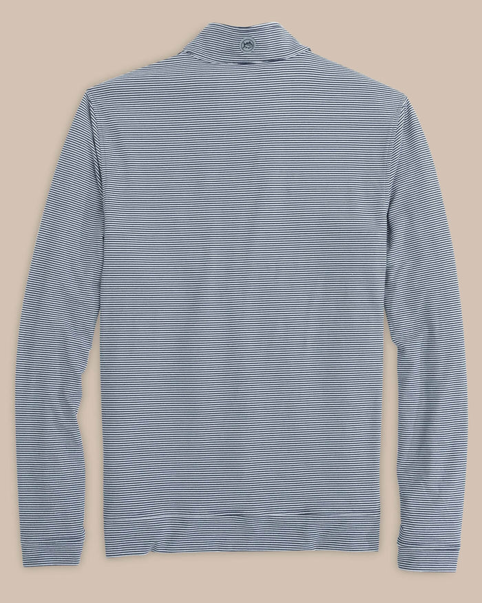 The back view of the Alabama Crimson Tide Cruiser Micro-Stripe Heather Quarter Zip by Southern Tide - Heather Navy