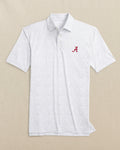 The front view of the Southern Tide Alabama Crimson Tide Driver Gameplay Polo by Southern Tide - Classic White