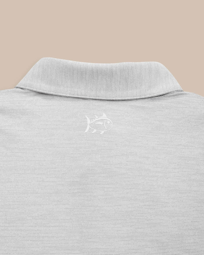The yoke view of the Alabama Driver Spacedye Polo Shirt by Southern Tide - Slate Grey