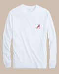 The front view of the Southern Tide Alabama Gameday Embroidered Long Sleeve T-Shirt by Southern Tide - Classic White