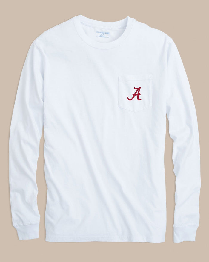 The front view of the Southern Tide Alabama Gameday Embroidered Long Sleeve T-Shirt by Southern Tide - Classic White