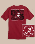 The back view of the Alabama Crimson Tide Halftone Monstera T-Shirt by Southern Tide - Crimson