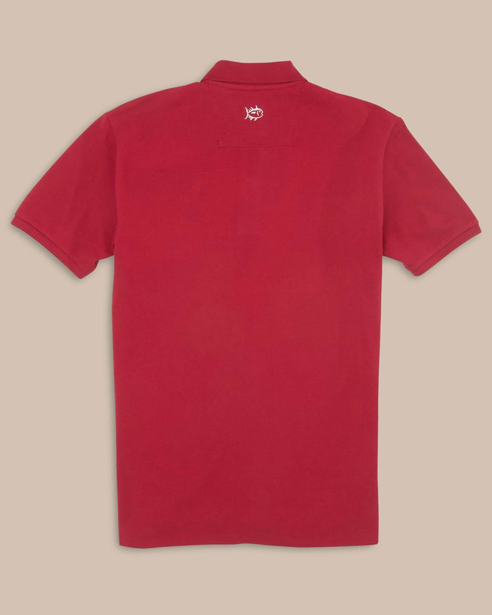 The back view of the Southern Tide Alabama Crimson Tide Pique Polo Shirt by Southern Tide - Crimson