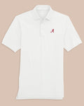 The front view of the Alabama Crimson Tide Ryder Polo Shirt by Southern Tide - Classic White