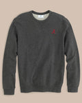 The front view of the Alabama Upper Deck Pullover Sweatshirt by Southern Tide - Heather Black