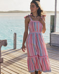 The lifestyle view of the Southern Tide Alexandrea Midi Dress by Southern Tide - Peaches N' Cream