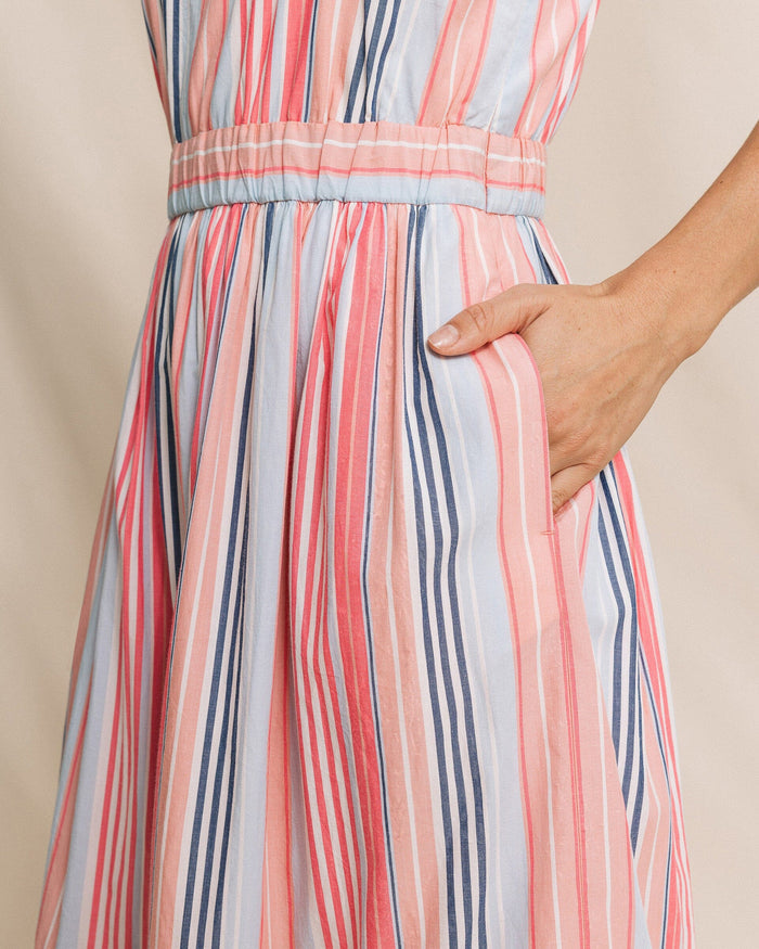 The detail view of the Southern Tide Alexandrea Midi Dress by Southern Tide - Peaches N' Cream