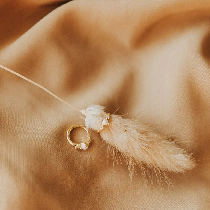 Alexandria Diamond and Pearl Hoop Earrings