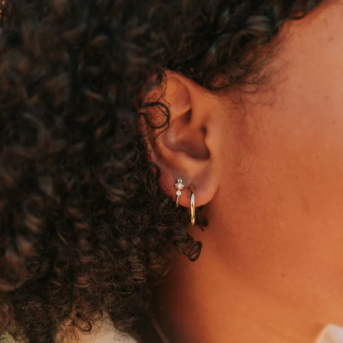 Alexandria Diamond and Pearl Hoop Earrings
