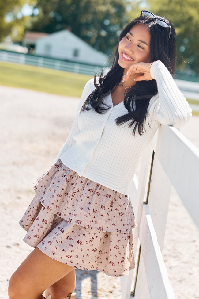 Along The Way Floral Ruffle Mini Skort