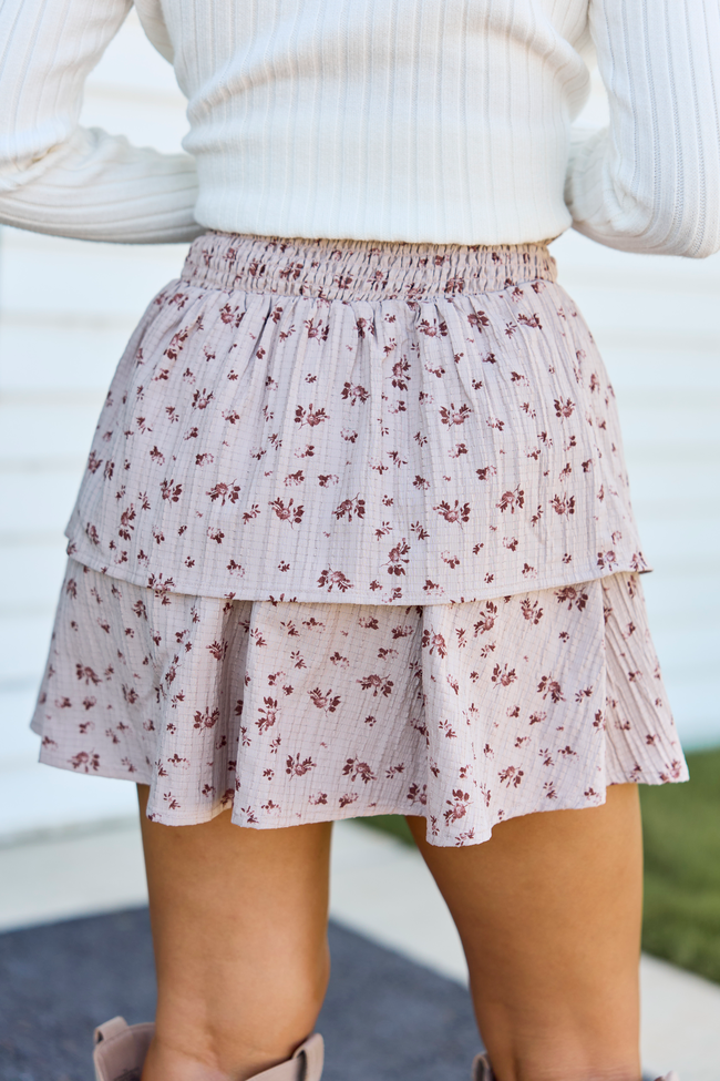 Along The Way Floral Ruffle Mini Skort