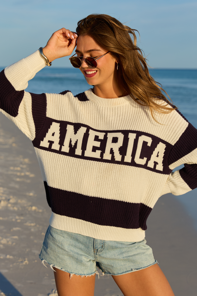 America Black And White Striped Sweater FINAL SALE