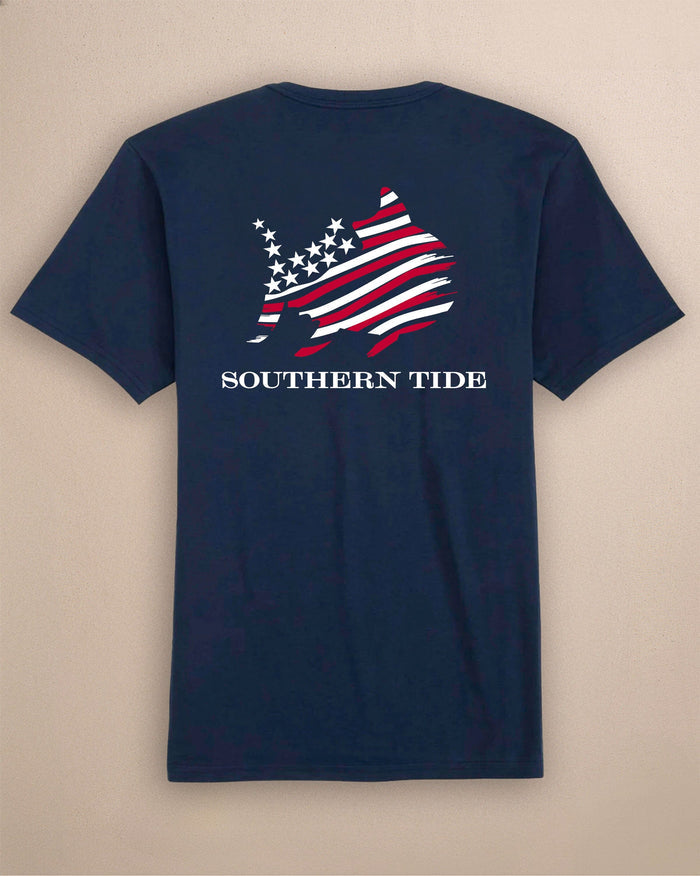 The back view of the Southern Tide American Skipjack Short Sleeve T-Shirt by Southern Tide - Navy