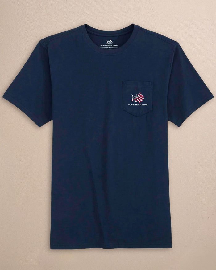 The front view of the Southern Tide American Skipjack Short Sleeve T-Shirt by Southern Tide - Navy