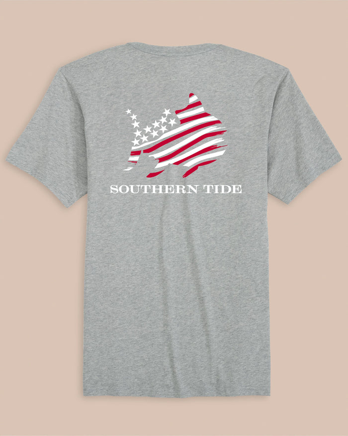 The back view of the Southern Tide American Skipjack Short Sleeve T-Shirt by Southern Tide - Heather Grey