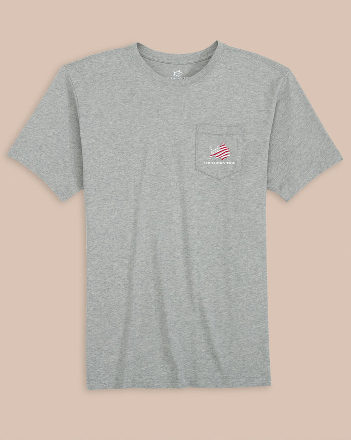 The front view of the Southern Tide American Skipjack Short Sleeve T-Shirt by Southern Tide - Heather Grey