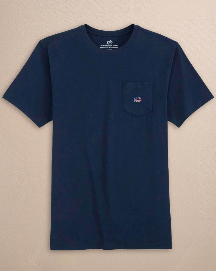 The front view of the Southern Tide Americana Embroidered Short Sleeve T-Shirt by Southern Tide - Navy