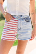 Americana Light Wash Distressed Denim Shorts FINAL SALE