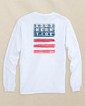 The back view of the Southern Tide Americana Wooden Flag Long Sleeve T-Shirt by Southern Tide - Classic White