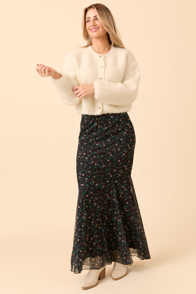 Anna Marie Black Multi Floral Knit Maxi Skirt FINAL SALE
