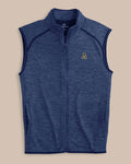 The front view of the Southern Tide App State Baybrook Heather Vest by Southern Tide - Heather Navy