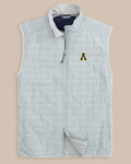 The front view of the Southern Tide App State Mountaineers Abercorn Vest by Southern Tide - Gravel Grey