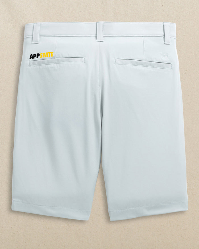 The back view of the Southern Tide App State Mountaineers Birdie 8" Coastal Breeze® Performance Short by Southern Tide - Seagull Grey
