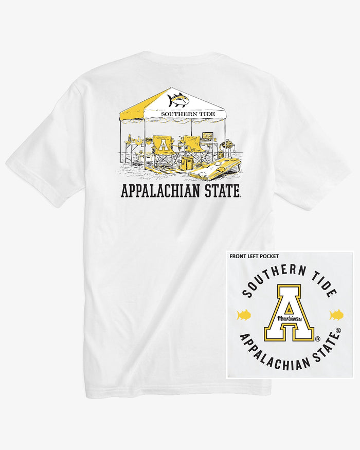 The back view of the App State Mountaineers Tailgate Time T-Shirt by Southern Tide - Classic White