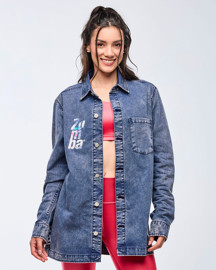 Soft Navy # Apres Zumba Button-Up Shacket