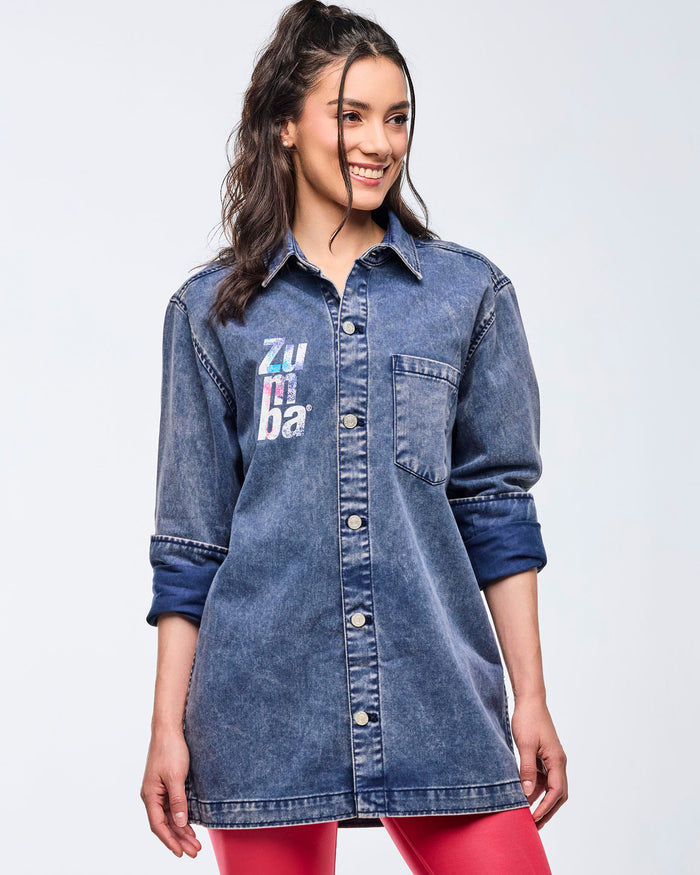 Soft Navy # Apres Zumba Button-Up Shacket