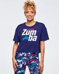 Soft Navy # Apres Zumba Crew Neck Crop Top