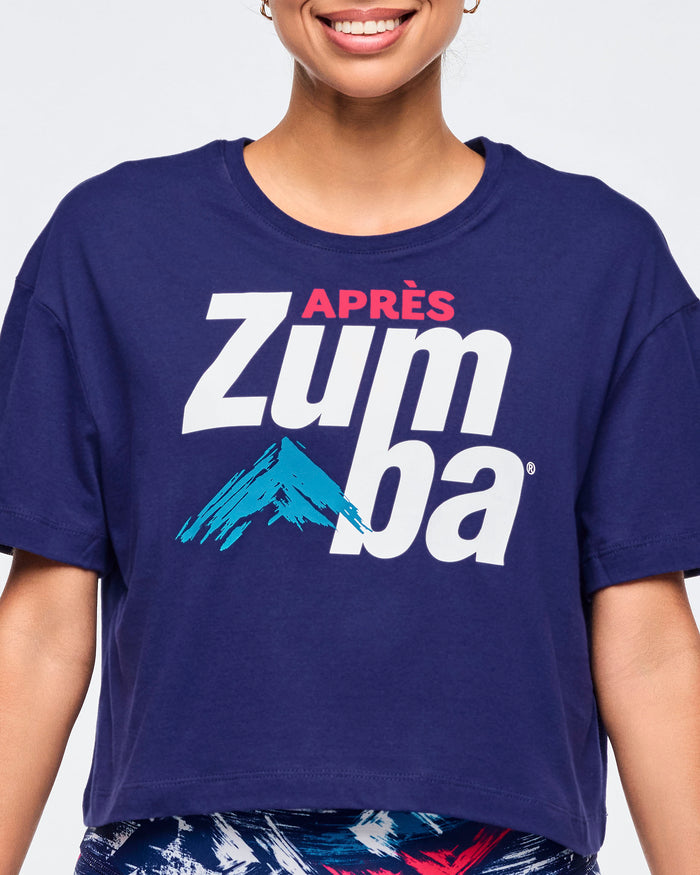Soft Navy # Apres Zumba Crew Neck Crop Top