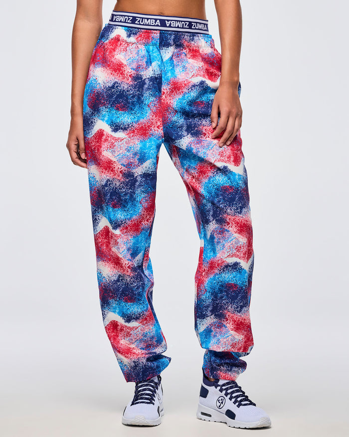 Blue/Pink # Apres Zumba Double Waisted Slouch Woven Pants
