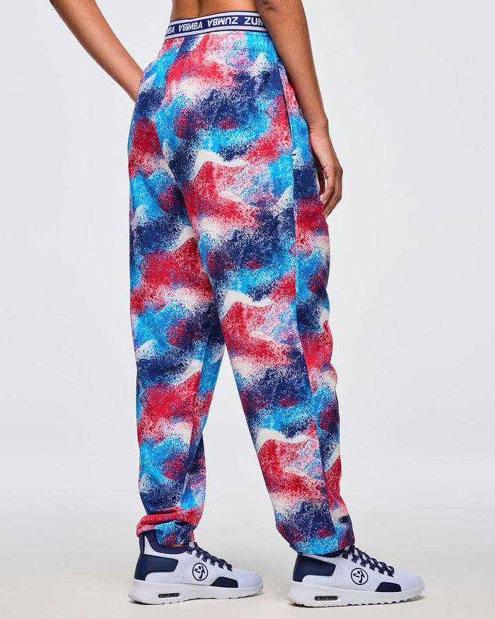 Blue/Pink # Apres Zumba Double Waisted Slouch Woven Pants