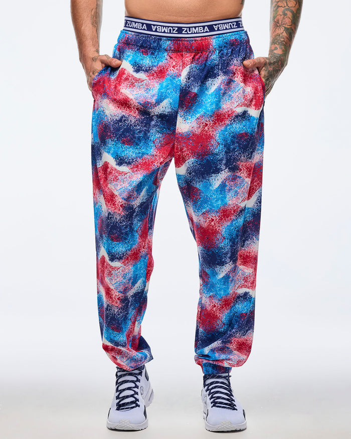 Blue/Pink # Apres Zumba Double Waisted Slouch Woven Pants